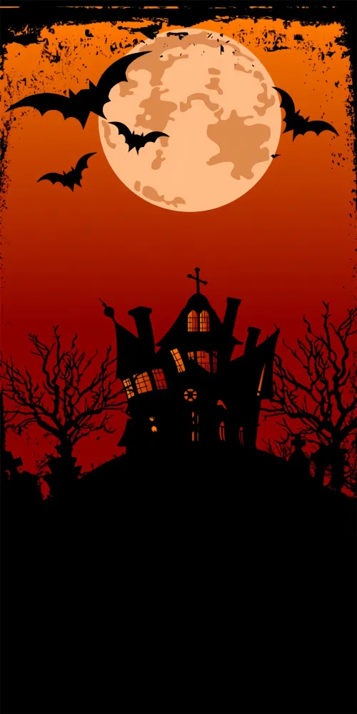 Mur-à-Sol Toile de Fond Maison de Dessin Animé Lune Orange BRP10-513