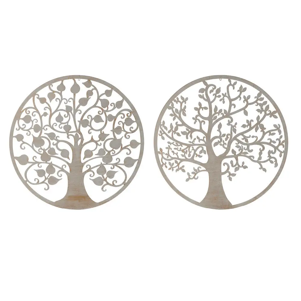 Poils Naturels Premium Décoration murale DKD Home Decor Blanc Métal Arbre (2 pcs) (100 x 1 x
