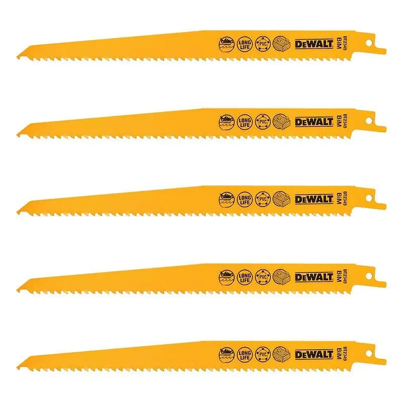 Coffret de 5 Lames DEWALT DT2349-QZ pour scie sabre Bi-Métal 228mm
