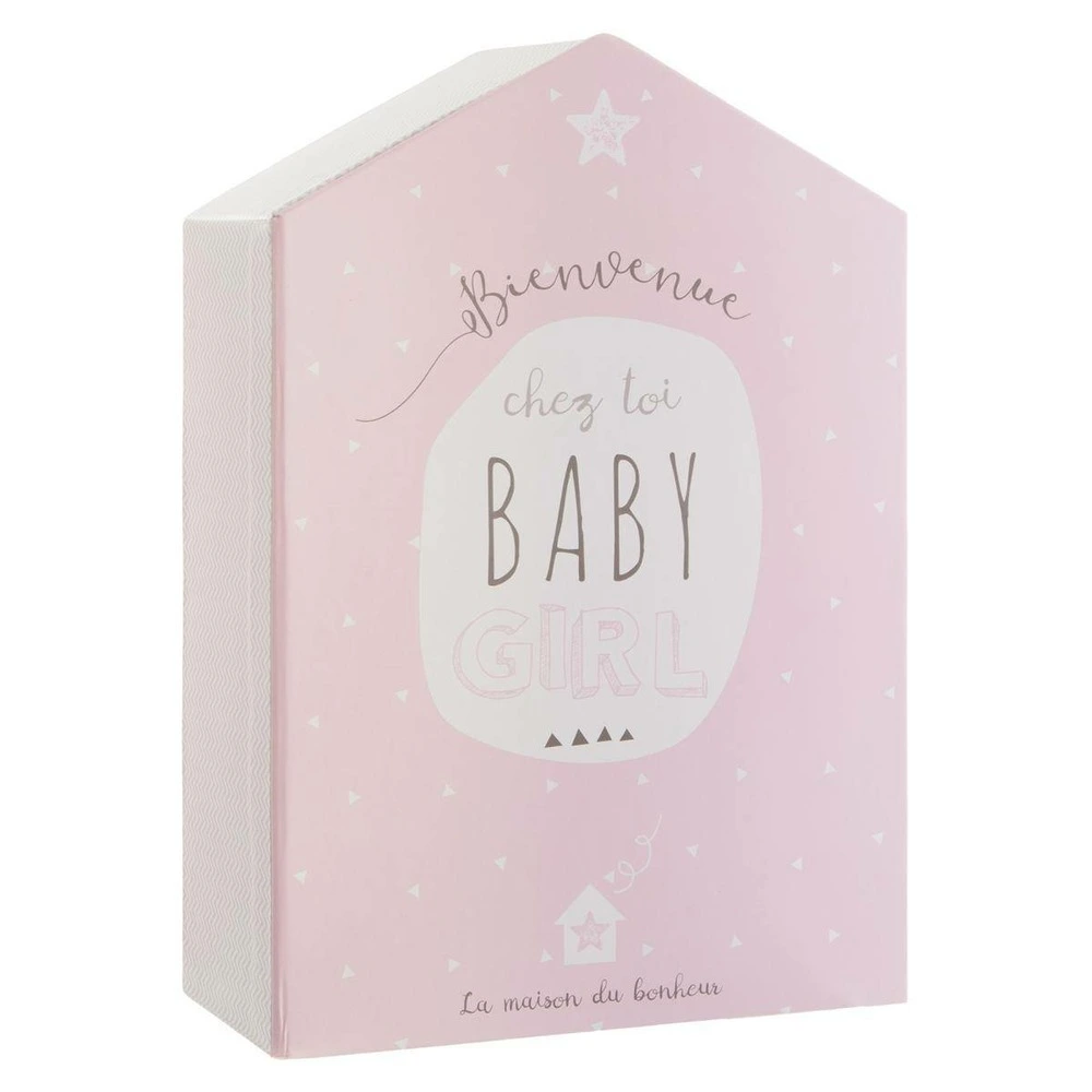 Coffret de naissance "maison" - rose 21x31 cm