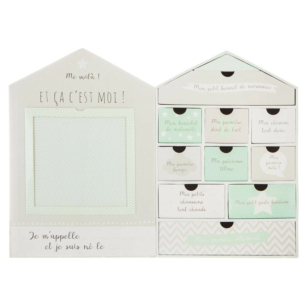 Coffret de naissance "maison" - rose 21x31 cm