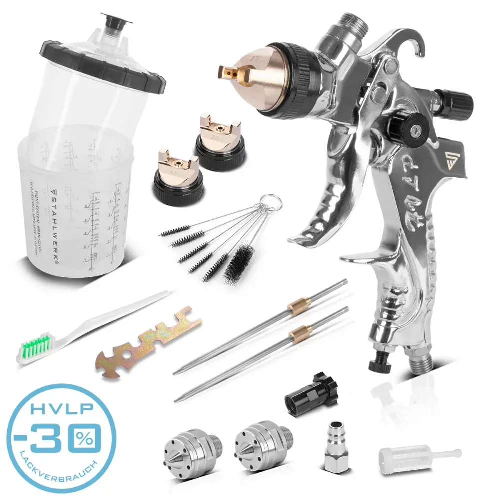Professionnel Haute Performance Stahlwerk Hvlp Painting Pistol SG-2550 St avec 1,4 | 1.7 | Ensemble de buse de 2,0 mm et 6...