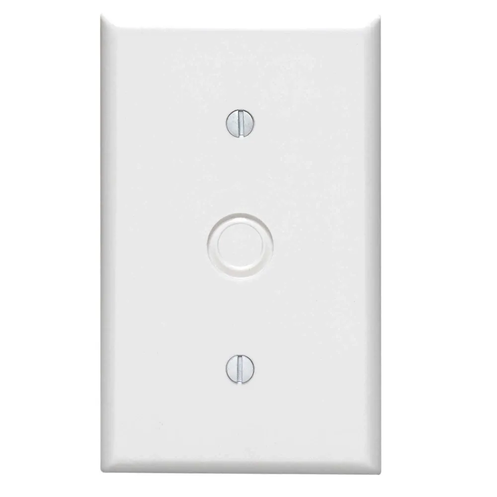 Plaque murale pour câble téléphonique avec trou de 0,406", blanc en acier inoxydable