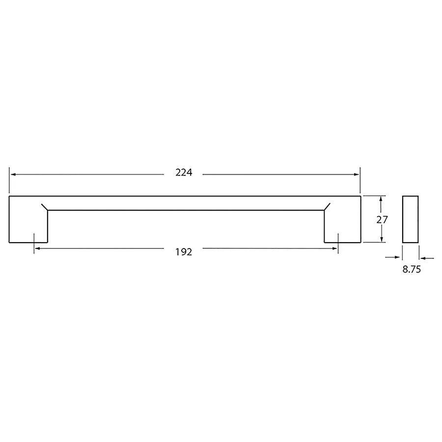 Glissière télescopique Poignée Rocheleau R7040 nickel brossé 192 mm