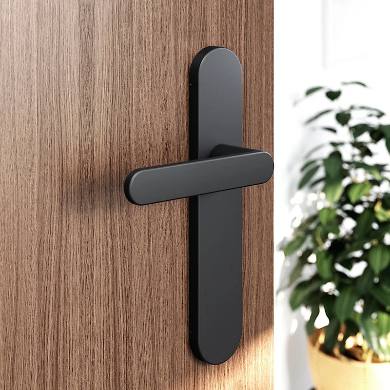 Béquille de porte Ensemble poignée sur plaque rond GoodHome Minzh effet nickel mat noir L.120mm x l.42mm entraxe 165-195mm