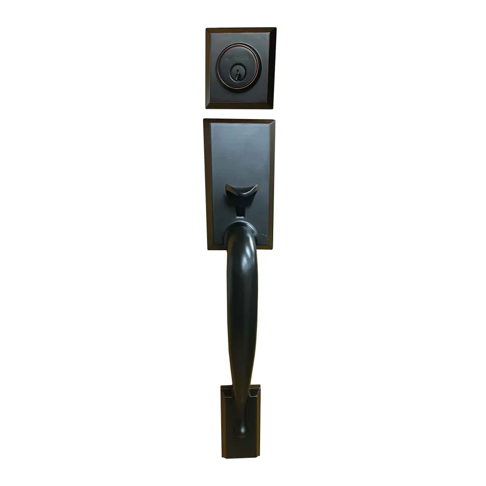 Ensemble de poignées de porte avec poignée d'intérieur à levier, cuivre étain vieilli pour portes jusqu'à 40mm