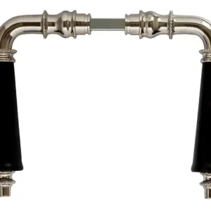 Poignée de porte triplé perle 954 nickel/noir bois - sans rosace pour porte d'entrée