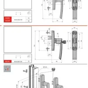 Poignée pour mécanisme oscillo-battant Crémone GEA 1 fourche Kit d'installation complet