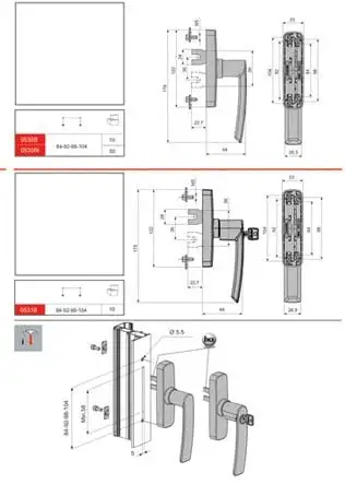 Poignée pour mécanisme oscillo-battant Crémone GEA 1 fourche Kit d'installation complet