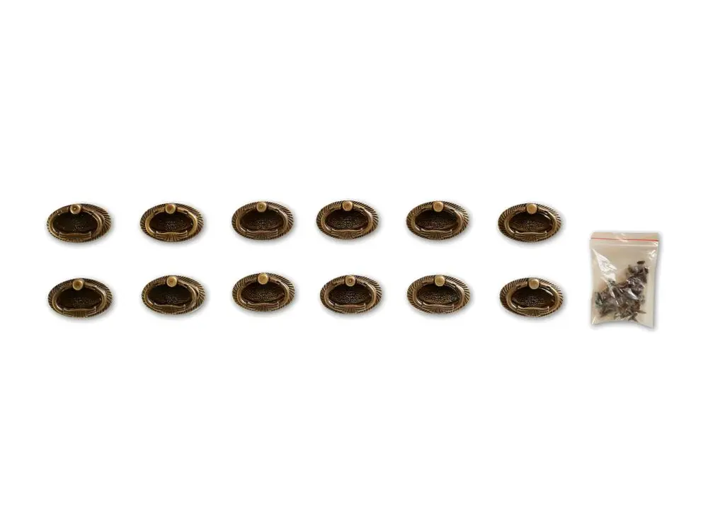 12 Poignées Fonte Aluminium Patinée 09 - Marron Lot de 10 Pièces