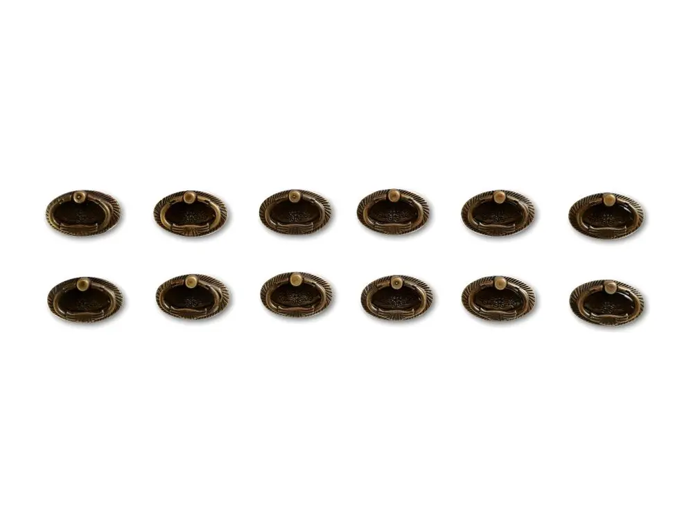12 Poignées Fonte Aluminium Patinée 09 - Marron Lot de 10 Pièces
