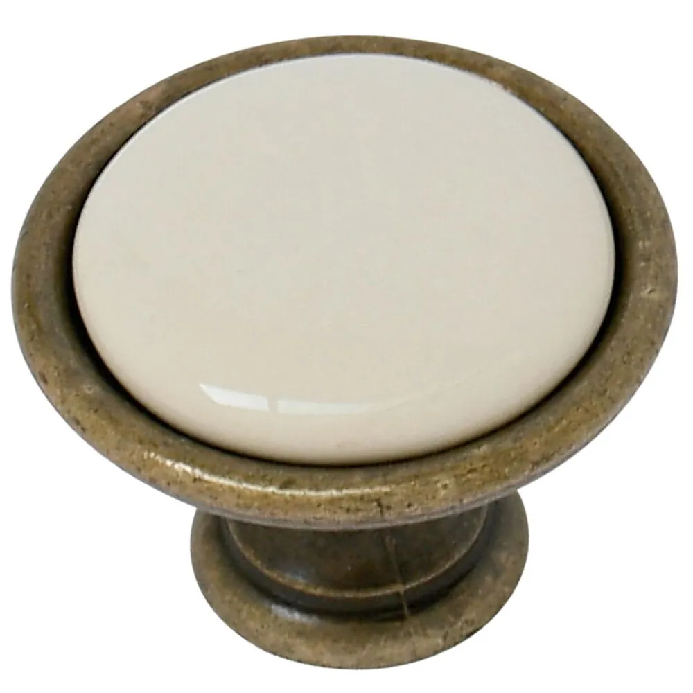 Bouton zamak porcelaine Cuivré foncé / ivoire