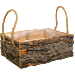 Support de tablette Panier en bois avec poignées marron 30x22x11h