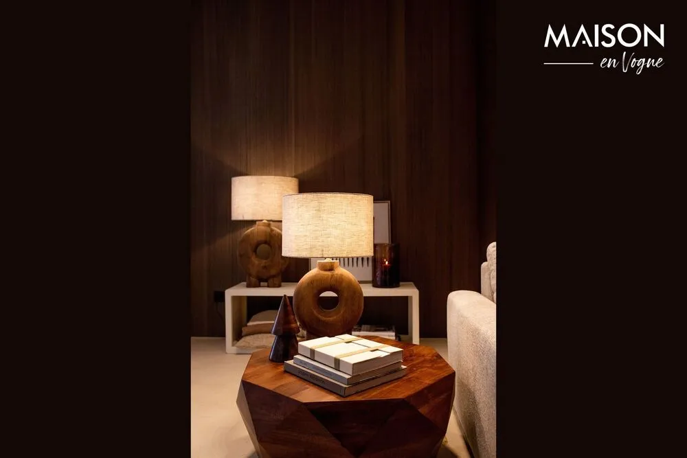 Détecteur de mouvement Lampe ronde en bois marron Lampedusa Pomax - 65cm