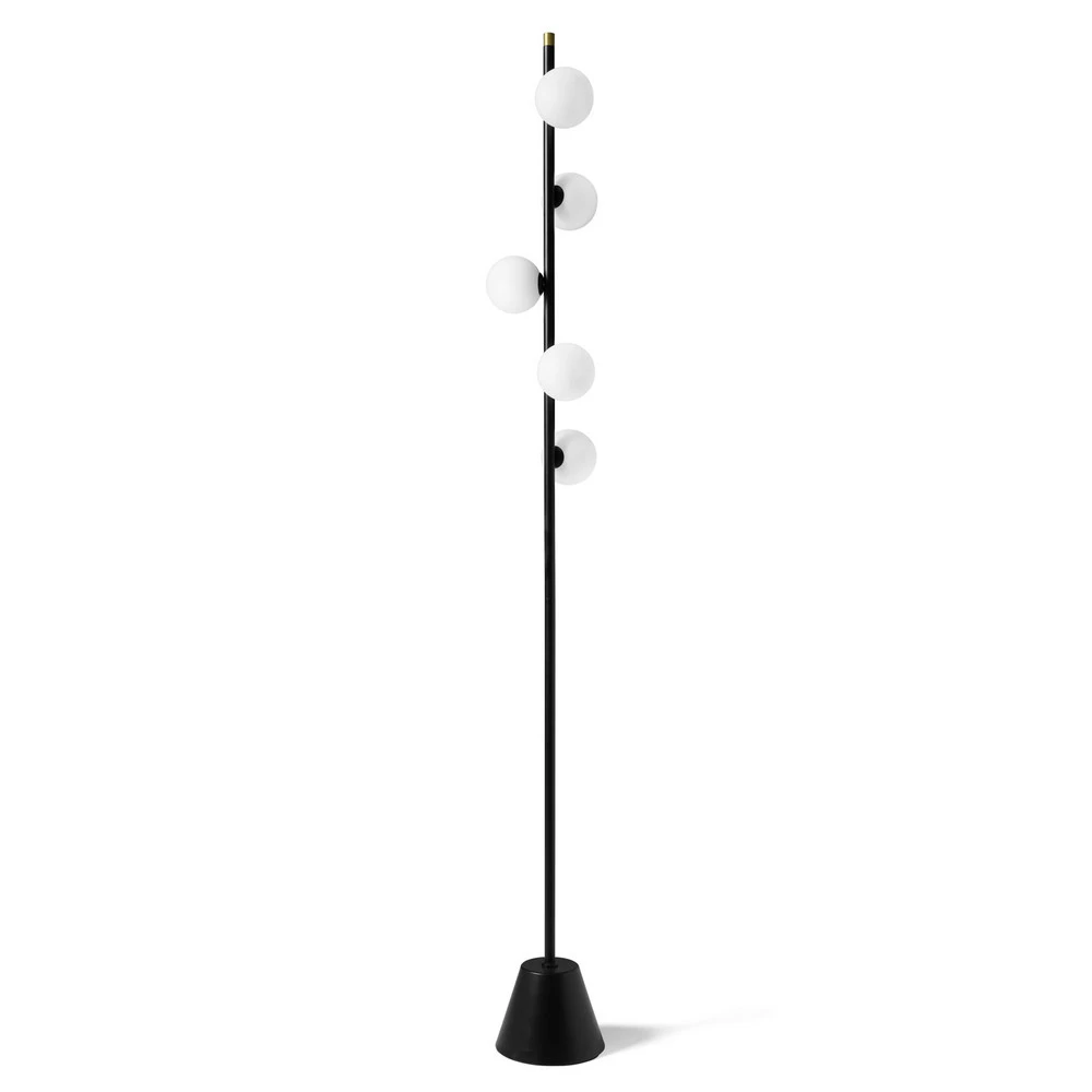 Lampadaire Pomì avec sphères de verre et variateur pour installation domestique