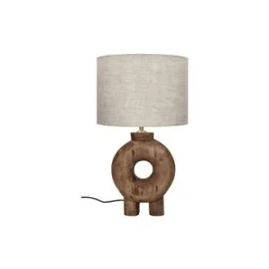 Petite lampe ronde en bois marron Lampedusa Pomax - 51cm - Compatible Universel