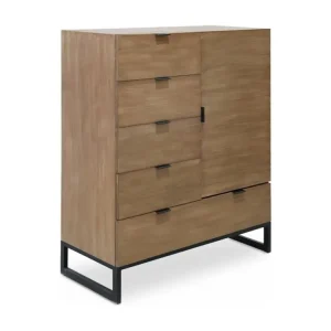 Accessoire de signalisation Buffet Haut 5 Tiroirs Et 1 Porte Battante Panara Bois Chêne Net