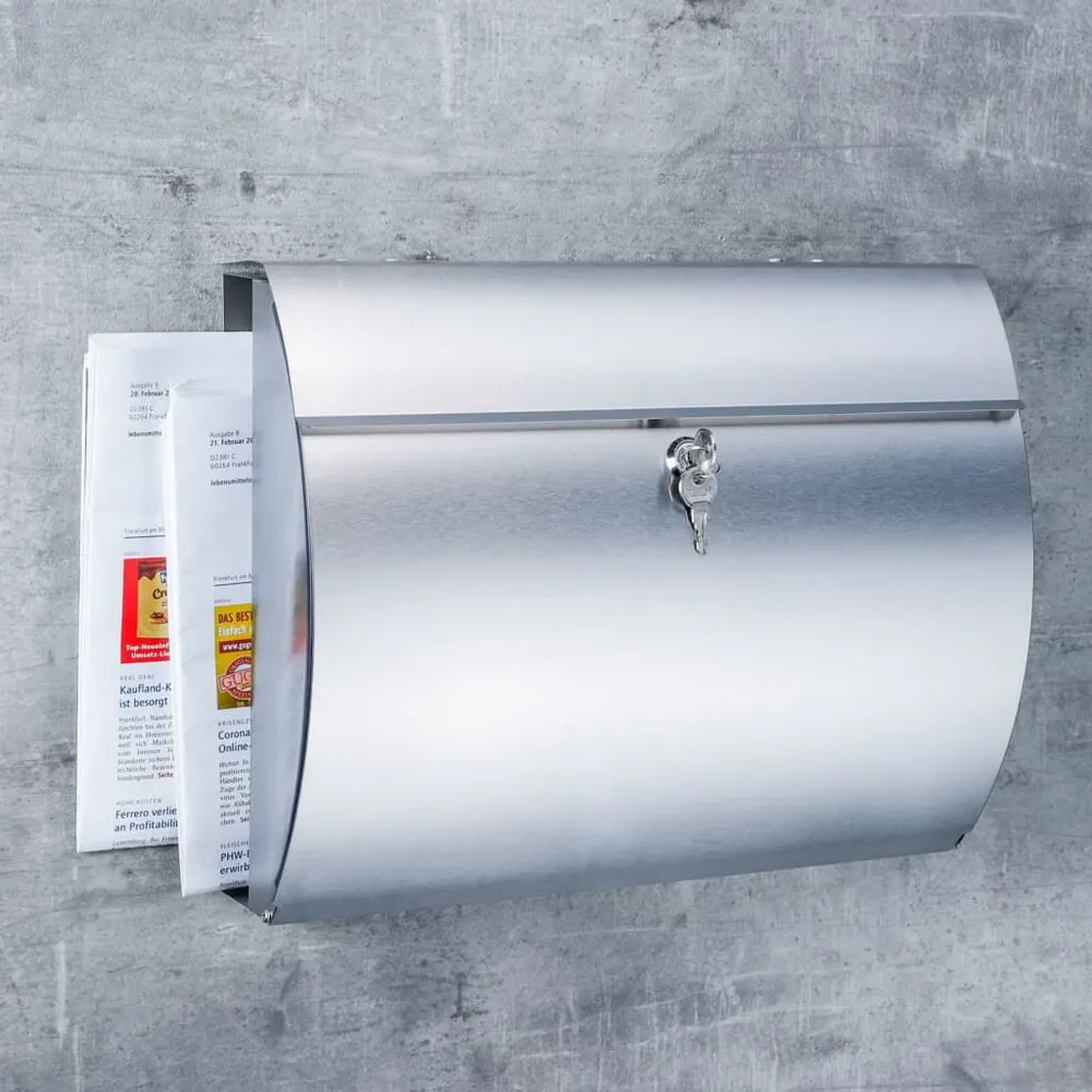 HI Boîte aux lettres et porte-journaux 38x13,3x30,4 cm inox | Résistant aux intempéries |