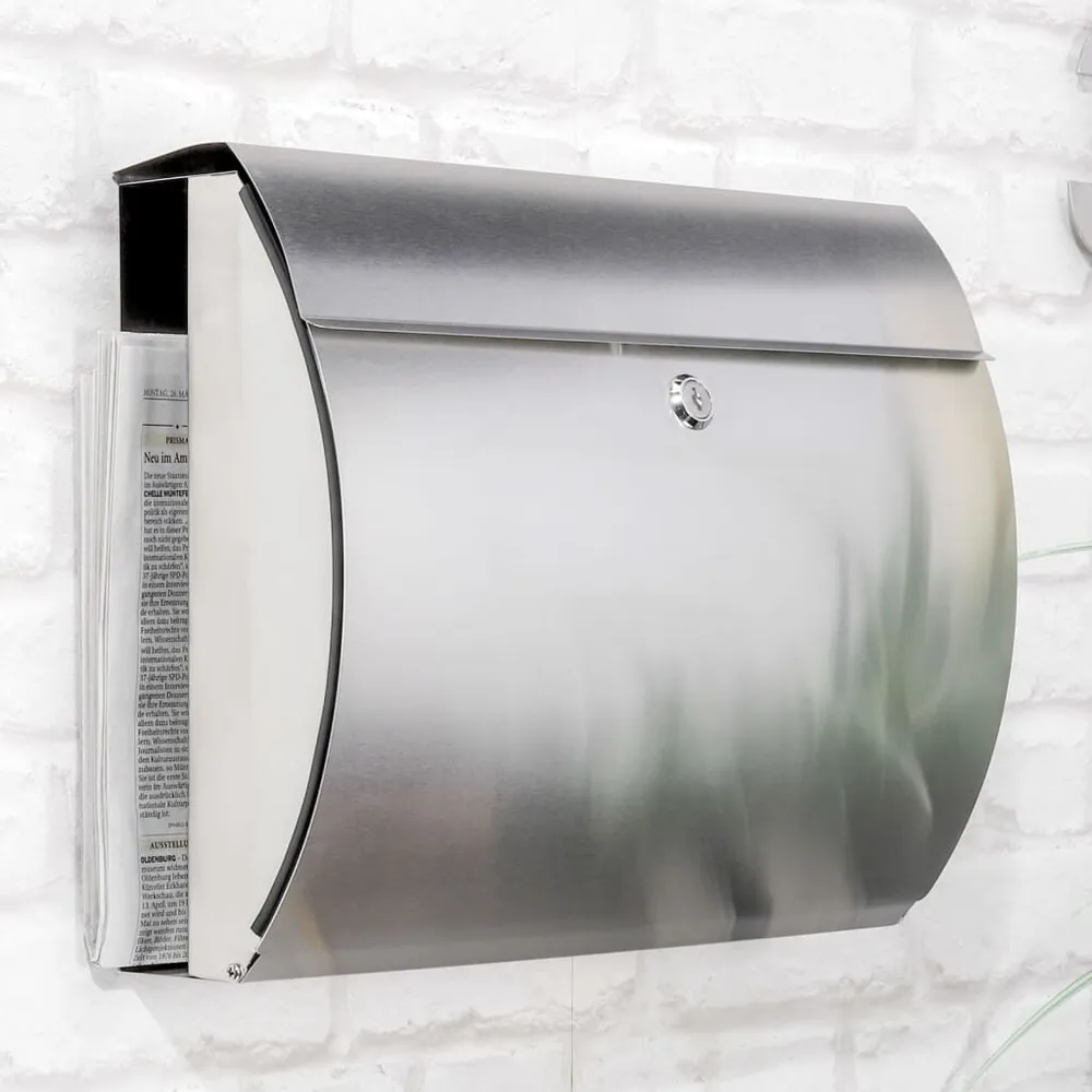 HI Boîte aux lettres et porte-journaux 38x13,3x30,4 cm inox | Résistant aux intempéries |