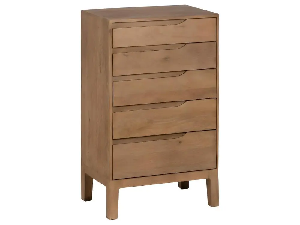 Chiffonnier 5 tiroirs Bois/Rotin - BISCUIT en Acier galvanisé