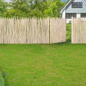 Portillon en bois de teck - L117 x H120 cm naturel net - EDANA