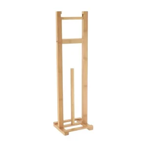 Dérouleur papier toilette WC avec réserve en Bambou H 65.5 cm pour salle d'eau