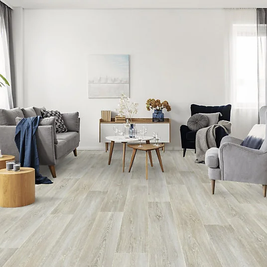 Haute Qualité Sol Vinyle Interior - Imitation parquet - Chêne scandinave blanchi - Rouleau de 1m x 25m