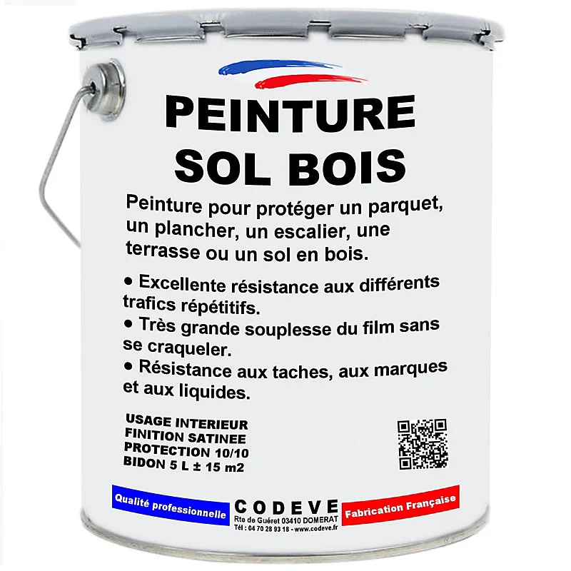 Peinture Sol Bois - 5 L - Codeve Bois - RAL 1018 - Jaune zinc pour salle d'eau