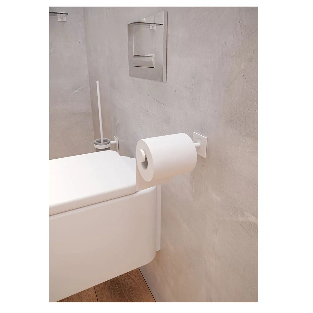 Porte-rouleau autocollant en laiton peint de la collection 'Stick' par Cosmic - cm 4,5x14,4x4,5 - Blanc avec Garantie