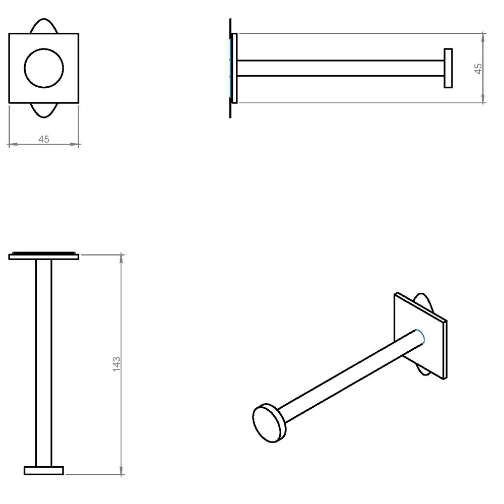 Porte-rouleau autocollant en laiton peint de la collection 'Stick' par Cosmic - cm 4,5x14,4x4,5 - Blanc avec Garantie