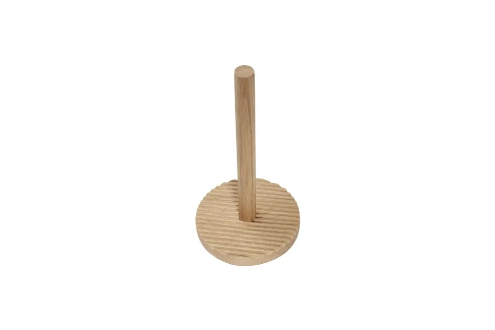 Porte-rouleau de cuisine en bois de chêne manifeste Wave Hübsch - 30cm avec adhésif fort