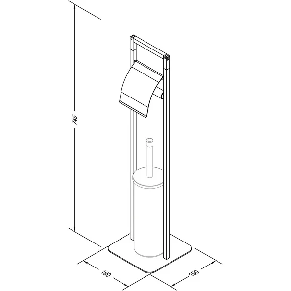 Professionnel Lampadaire de salle de bain avec porte-rouleau de papier toilette et brosse WC blanc et bambou