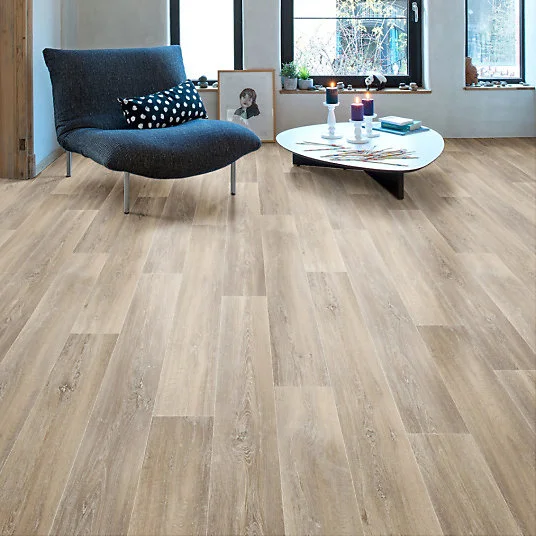 Sol Vinyle Interior - Imitation parquet - Chêne scandinave blond - Rouleau de 4m x 4m Nettoyage facile