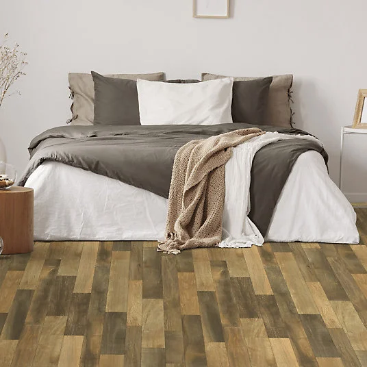 Sol Vinyle Link Plus - Imitation parquet bois - Surface brillante - Rouleau de 2m x 5m - Installation Facile