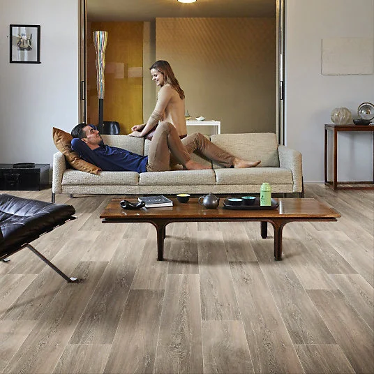Support de brosse Sol Vinyle Interior - Imitation parquet - Chêne scandinave blond - Rouleau de 4m x 8m