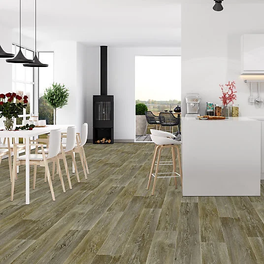 Support de brosse Sol Vinyle Interior - Imitation parquet - Chêne scandinave vieilli - Rouleau de 4m x 9m