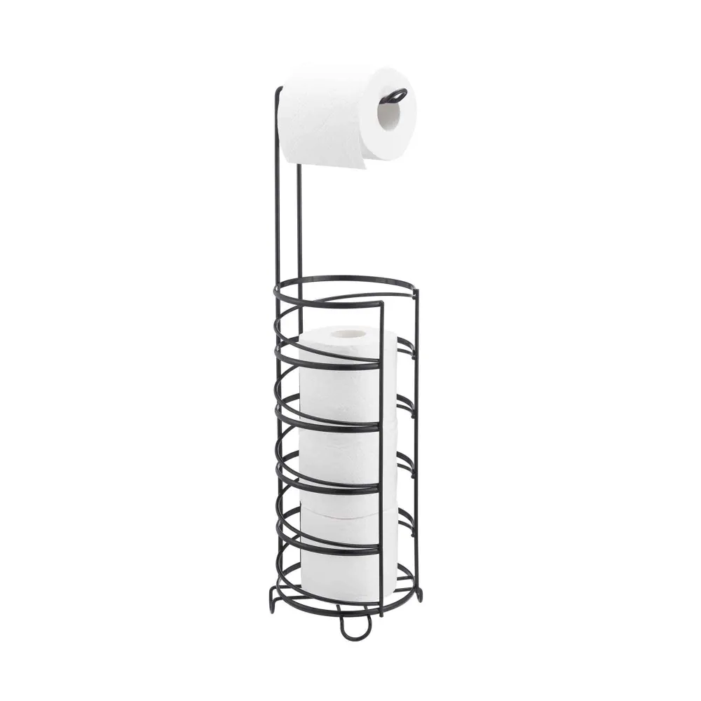 Support de serviette Porte-papier hygiénique noir avec rangement pour rouleaux, de style minimaliste