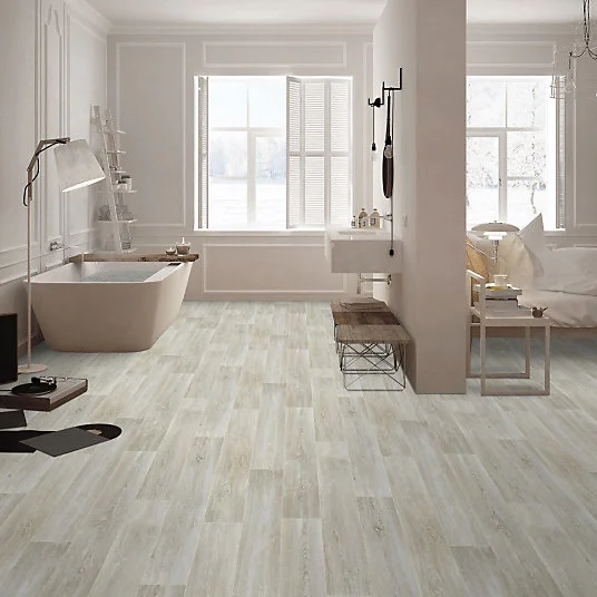 Support de serviette Sol Vinyle Interior - Imitation parquet - Chêne scandinave blanchi - Rouleau de 1m x 7m
