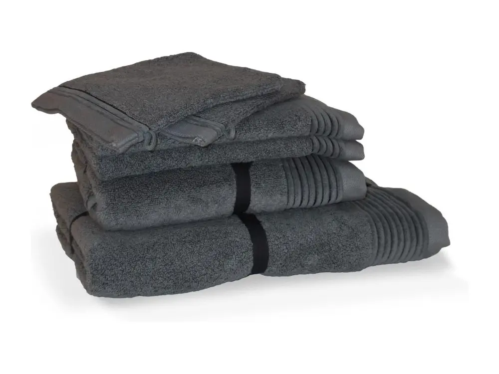 Parure de bain 6 pièces JULIET Anthracite 520 g/m2 pour douche italienne