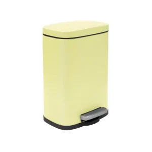 Poubelle à pédale Acier AKIRA 5L Jaune mat Spirella avec kit de fixation