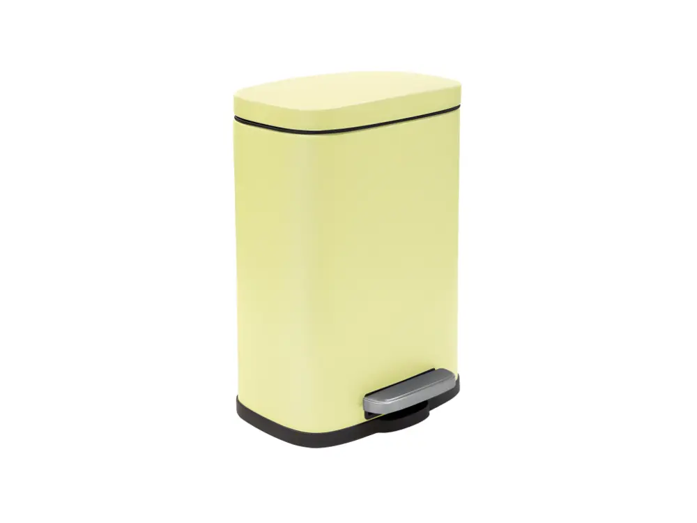 Poubelle à pédale Acier AKIRA 5L Jaune mat Spirella avec kit de fixation