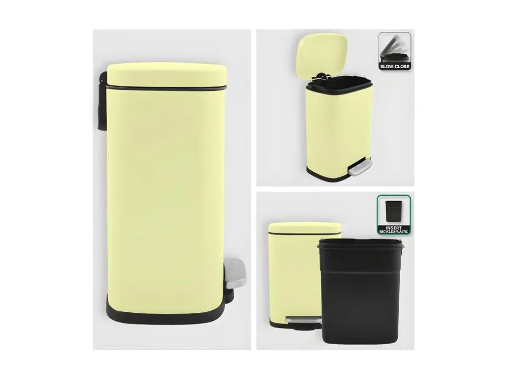 Poubelle à pédale Acier AKIRA 5L Jaune mat Spirella avec kit de fixation