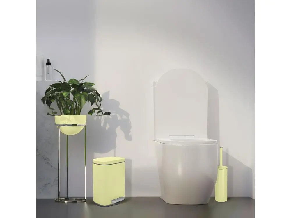 Poubelle à pédale Acier AKIRA 5L Jaune mat Spirella avec kit de fixation
