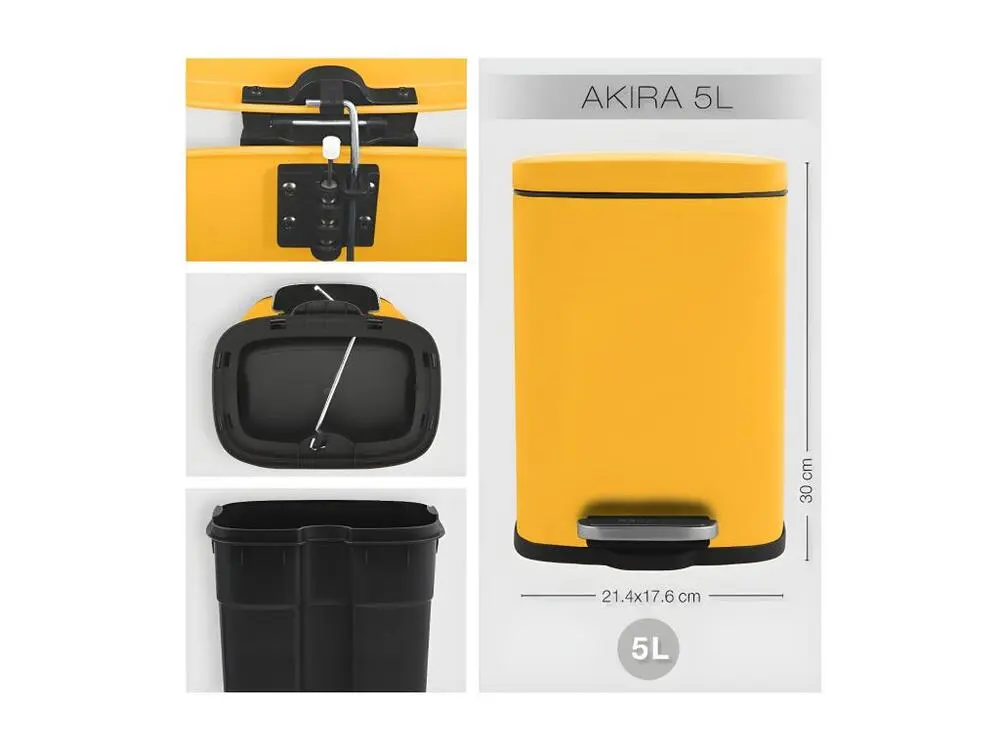 Support de serviette Poubelle à pédale Acier AKIRA 5L Safran mat Spirella