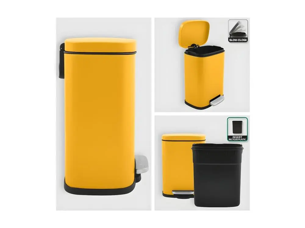 Support de serviette Poubelle à pédale Acier AKIRA 5L Safran mat Spirella
