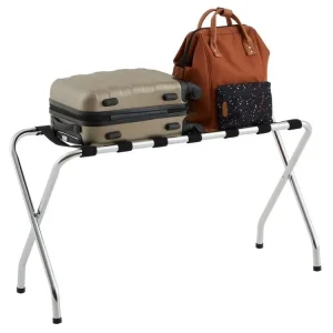 Porte-valise VOYAGE en métal chromé, support-bagages accessoire de chambre hôtel pour sac de voyage et valise Lot de 4 boîtes
