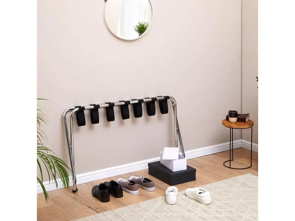 Porte-valise VOYAGE en métal chromé, support-bagages accessoire de chambre hôtel pour sac de voyage et valise Lot de 4 boîtes