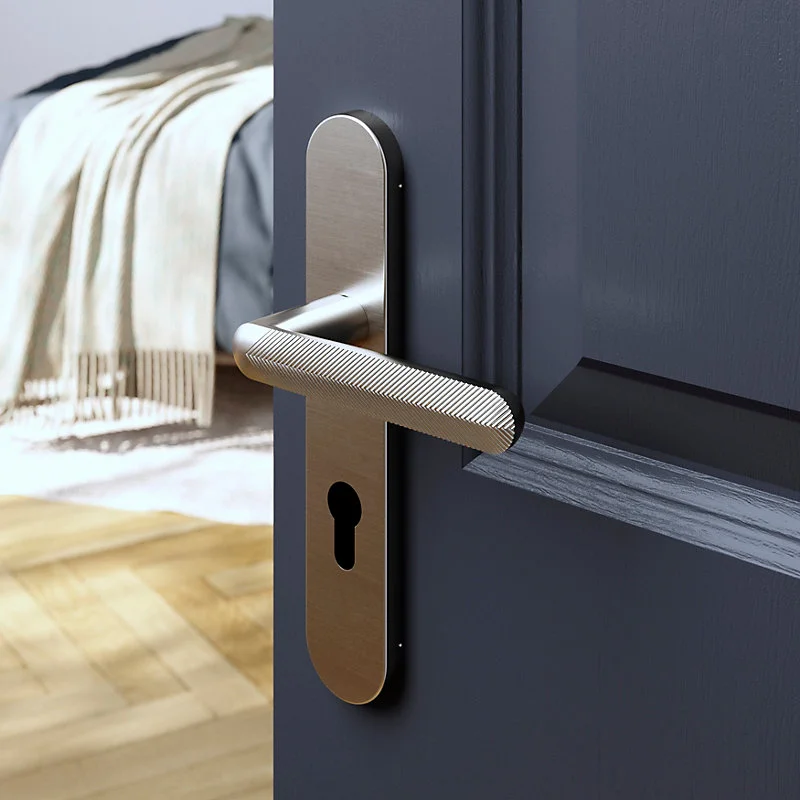 Ensemble poignée sur plaque rondcylindre GoodHome Garlan effet nickel satin gris L.125mm x l.42mm entraxe 165-195mm