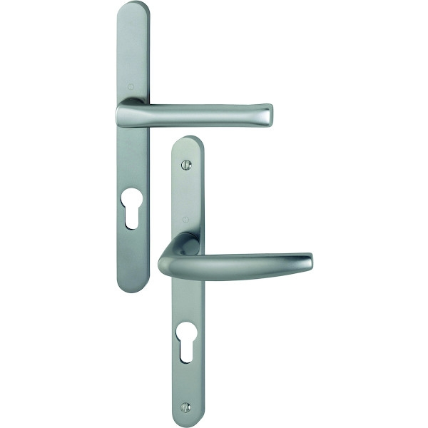 Ensemble sur plaques étroites ATLANTA 113KH/300LMSGL/1530 aspect inox - Section carré : 8 mm - Épaisseur de porte : 68/77...