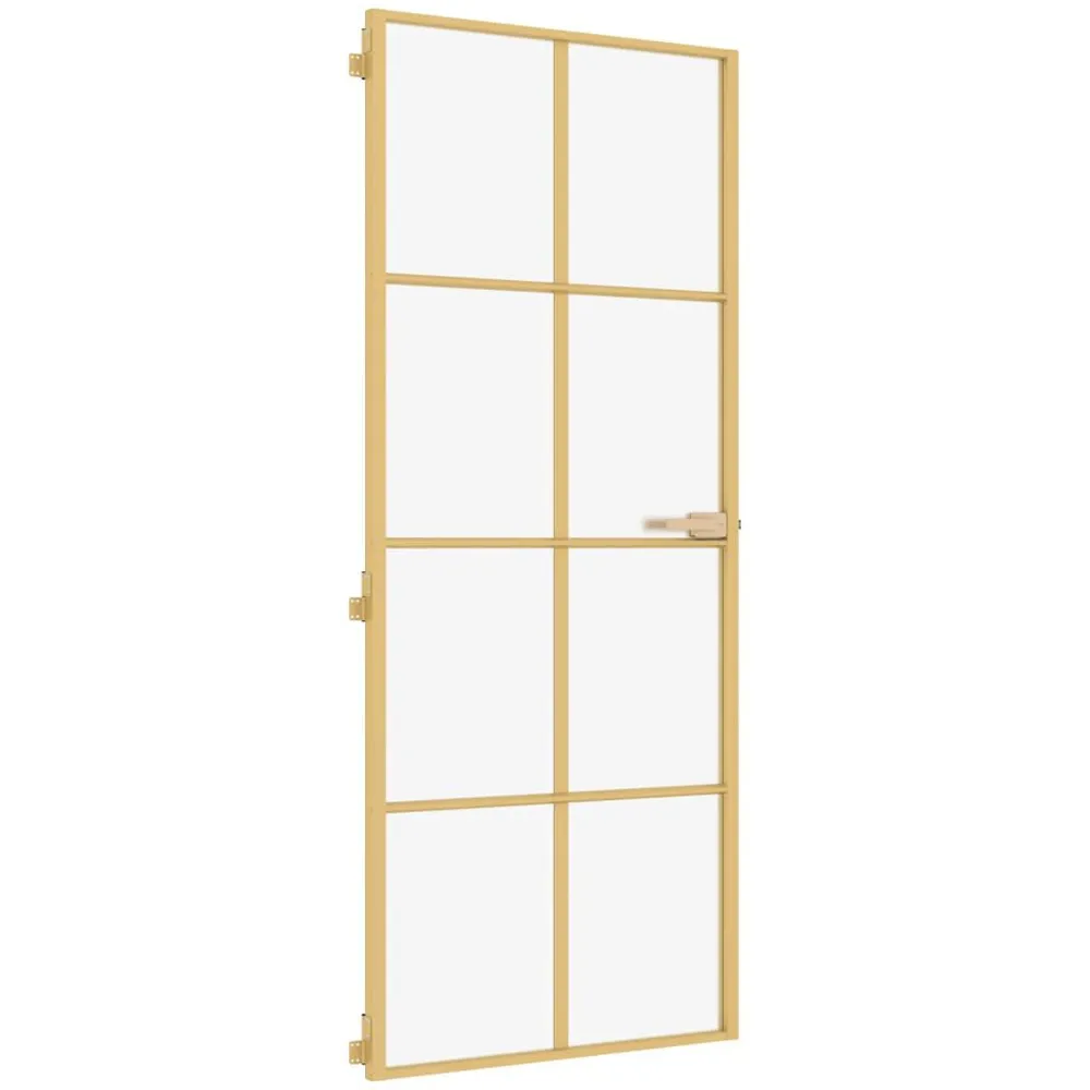 Porte intérieure élancé doré 83x201,5 cm verre trempé aluminium